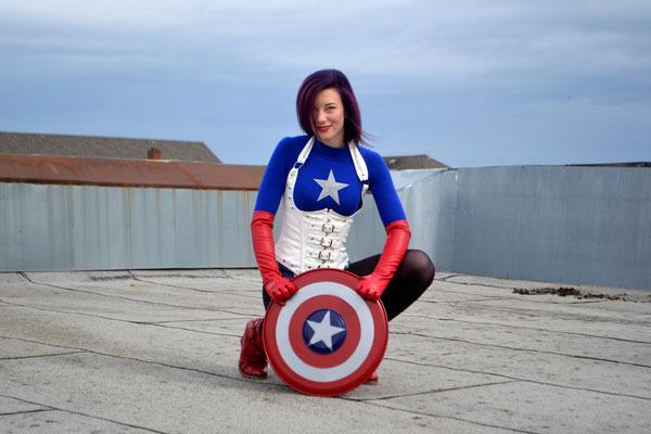 Ferrol Paulsen dresses as Captain America for the Emerald City Comicon this weekend in Seattle.