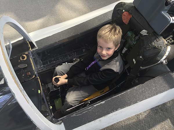 Theodore Shultz enjoys a field trip to the Boeing Flight Museum.