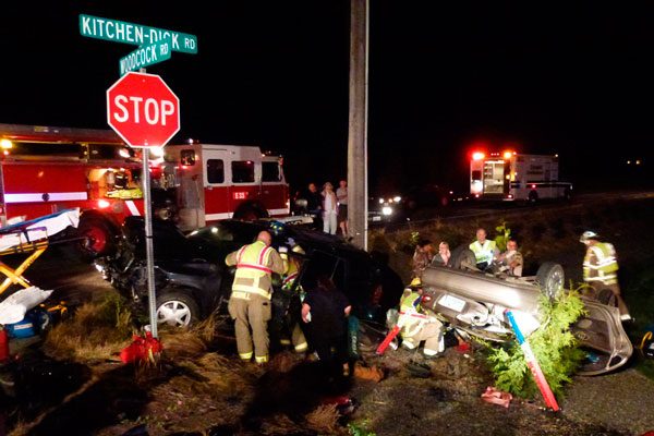 Three hospitalized in Sunday night collision