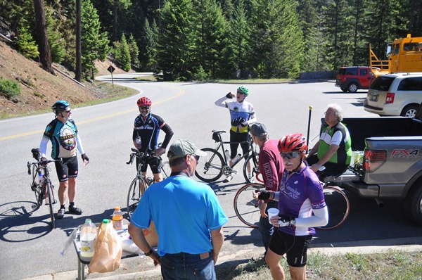 Riders take a break at the Ride the Hurricane event in the summer of 2015. Work crews plan on some pavement patching on Hurricane Ridge Road this year