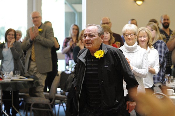 Louie Rychlik accepts his award as Sequim-Dungeness Valley Chamber of Commerce’s 2015 Citizen of the Year award.