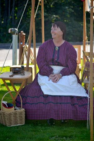 Karla Messerschmidt Morgan of Sequim sits at the Port Angeles Heritage Days.