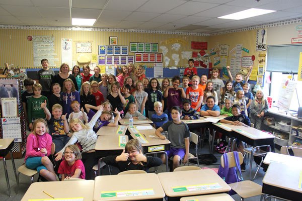 Greywolf Elementary School’s fourth- and fifth-grade student peer mediators celebrate becoming certified to encourage peacemaking among their peers on the playground during recess.