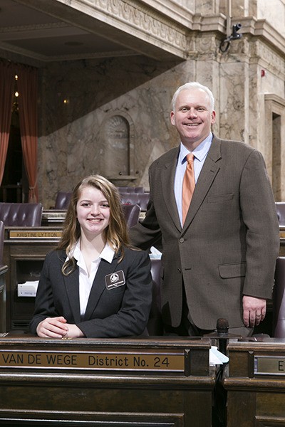 Madeline Patterson with state Rep. Kevin Van De Wege (D-Sequim)