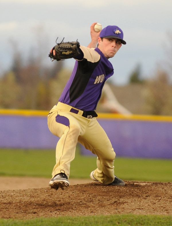 Sequim starting pitcher James Grubb works the mound as the Wolves take on Klahwoya on March 23. Sequim fell 7-2 in 10 innings.