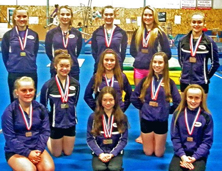 Klahhane Xcel gymnasts include (back row