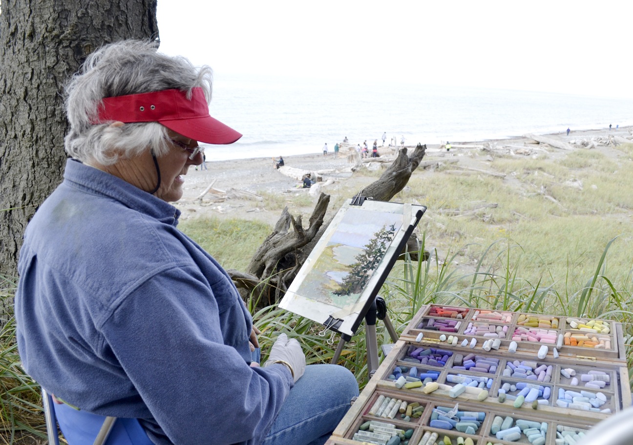 Catherine Mix of Sequim interprets the Dungeness Spit for her piece in the 2015 Paint the Peninsula Plein Art Competition. Sequim Gazette file photos by Matthew Nash