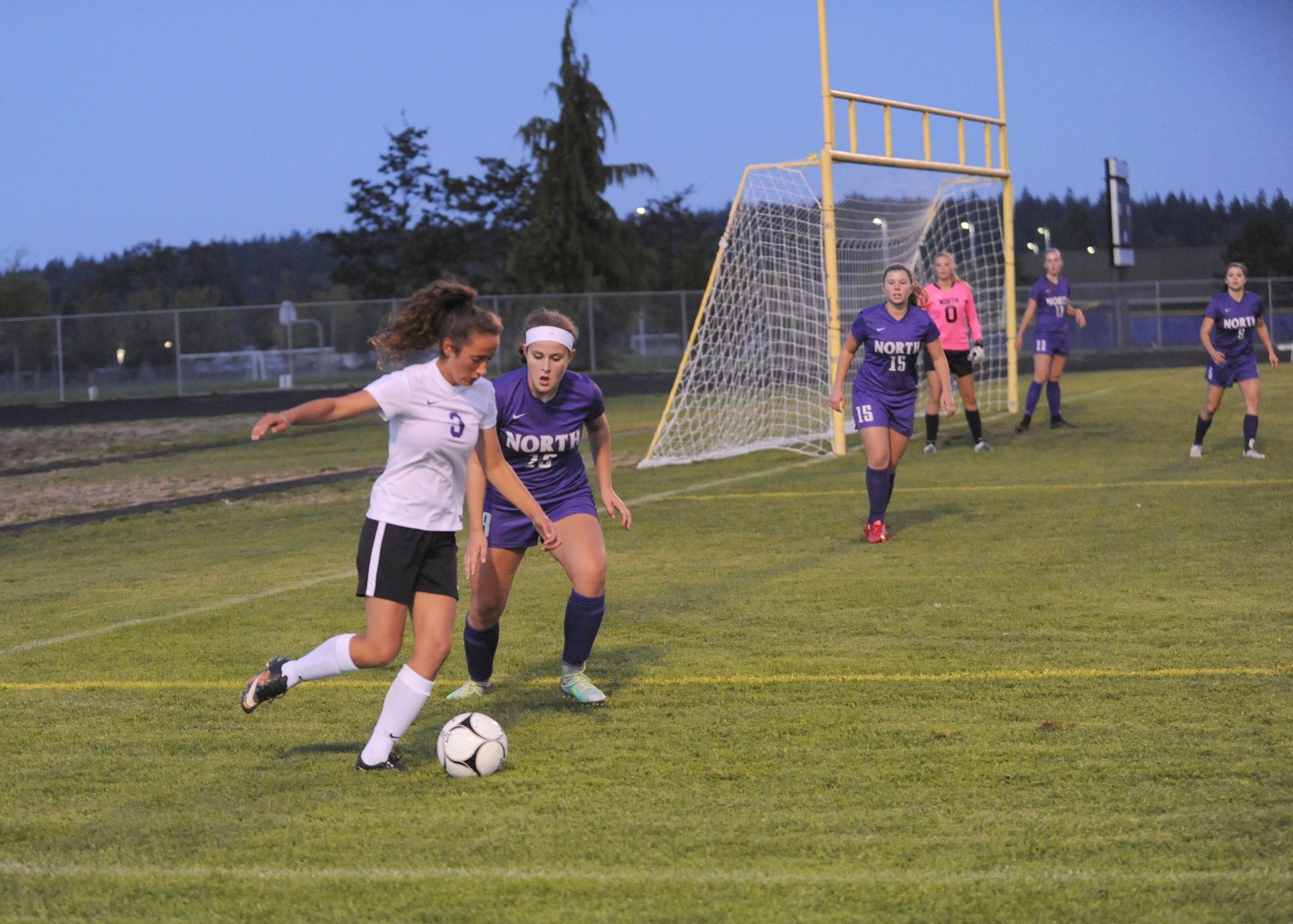 Sequim’s Yana Hoesel looks to go to the net against the North Kitsap Vikings on Sept. 22. The Wolves couldn’t capitalize on the play but did win 1-0 with three goals to one in a shootout. Sequim Gazette photo by Matthew Nash