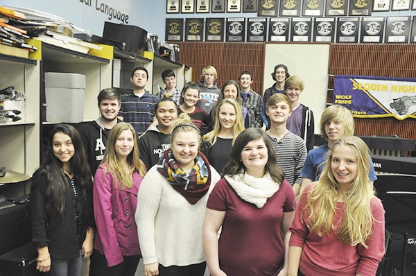 Nineteen Sequim High School choir students will participate in All-state choir solo and ensemble in Ellensburg April 29-30 State Solo and Ensemble competition. They are: front row (from left): Kiara Vialpando