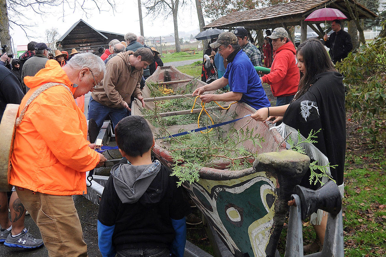 ‘The Viola’ comes home: A feature of Sequim park for decades, native canoe returns to its family on West End