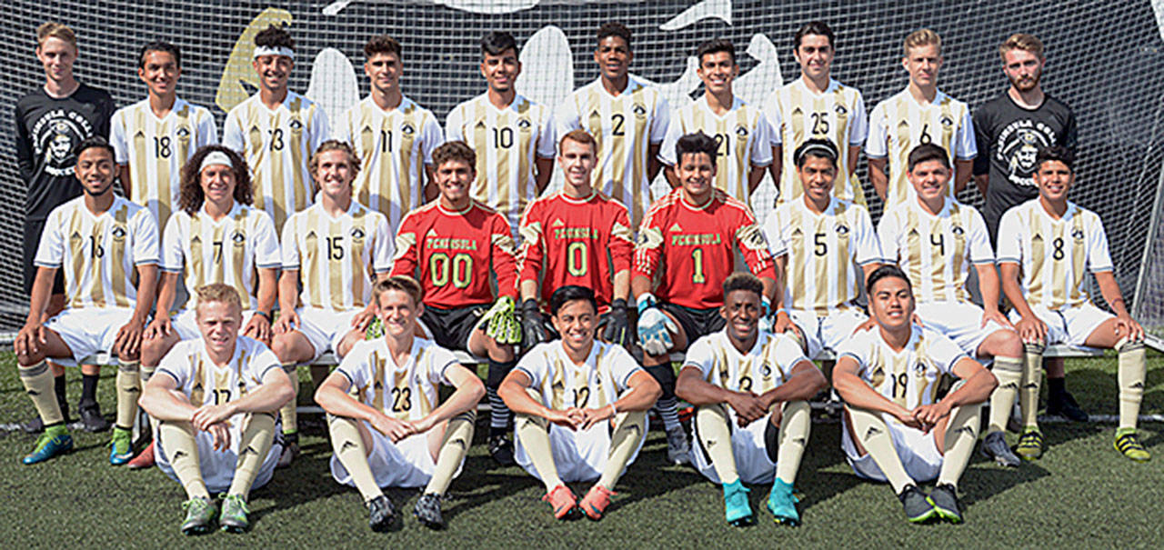 The 2017 Peninsula College mens’s soccer squad looks for a return to the NWAC playoffs under new coach Jake Hughes. Photo courtesy of Peninsula College