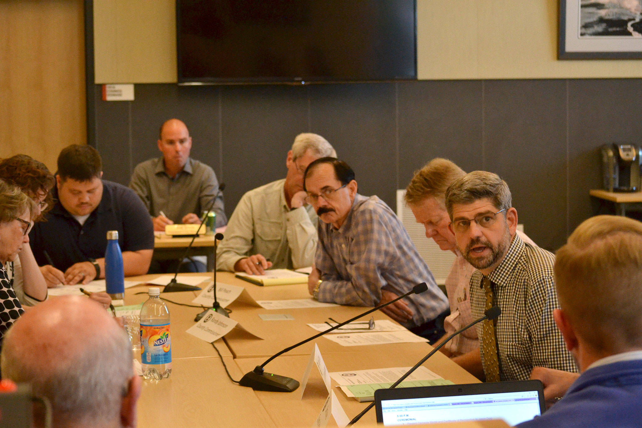 Sequim City Councilors and Clallam County Commissioners meet on June 25 to discuss a shortfall in district court costs following a state law that prohibits fines and fees for indigent defendants. County staff anticipate a $400,000 funding gap in the next year. Sequim Gazette photo by Matthew Nash