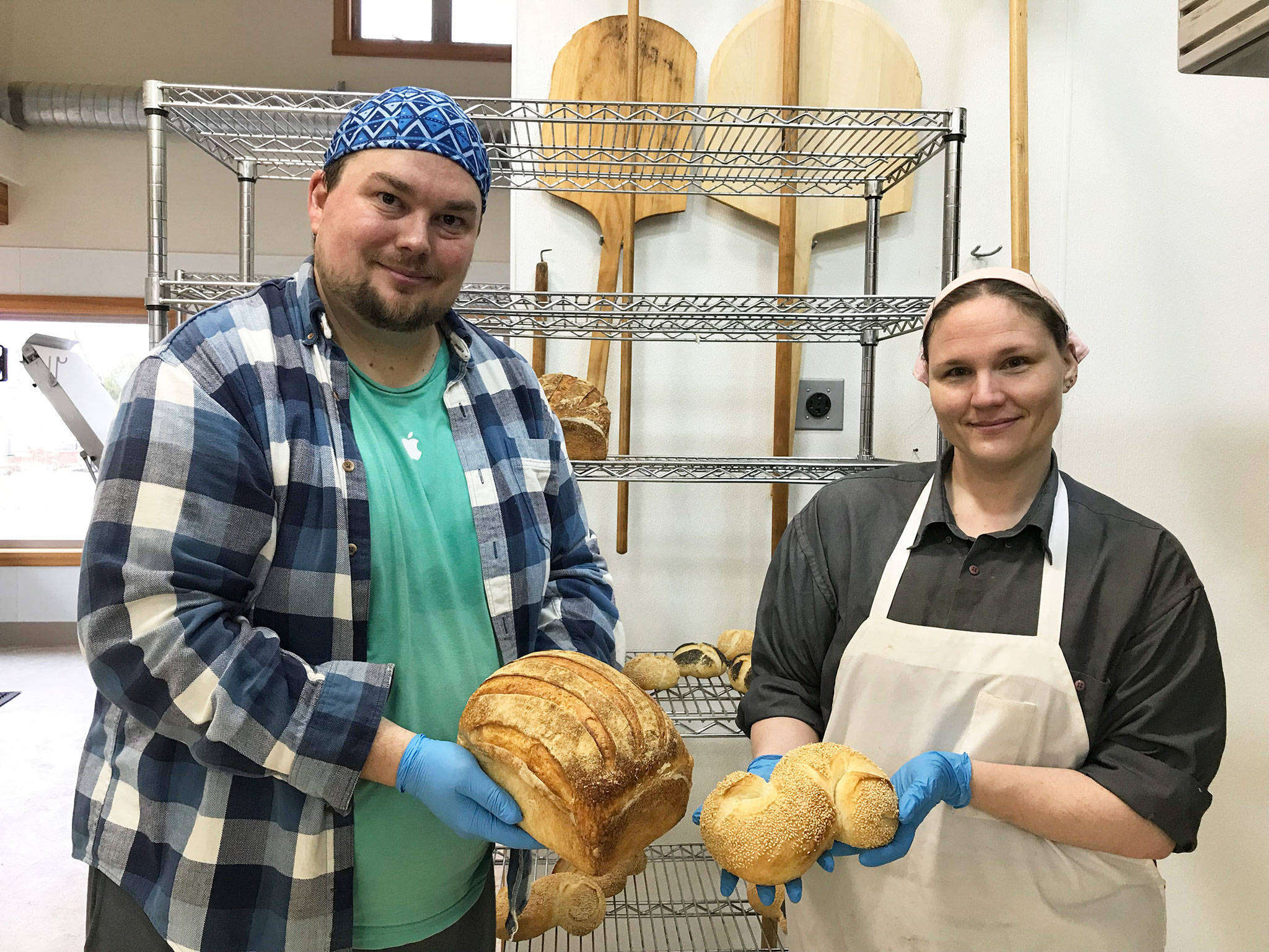 Jon and Amy Arnold, husband and wife, opened Two Spot Bakery on Nov. 19 and offer the Sequim community a fresh take on baked breads, pastries, and more at 173 West Bell St., previously known as Bell Street Bakery. Sequim Gazette photo by Erin Hawkins                                Jon and Amy Arnold, husband and wife, opened Two Spot Bakery on Nov. 19 and offer the Sequim community a fresh take on baked breads, pastries, and more at 173 West Bell St., previously known as Bell Street Bakery. Sequim Gazette photo by Erin Hawkins