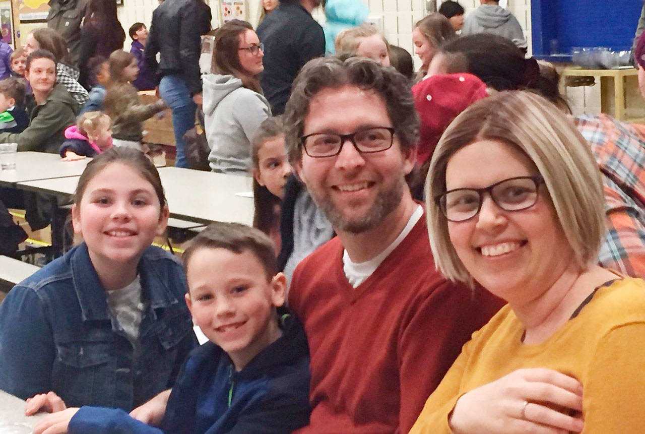 Haller second-grader Asher Knight (center) and his family attended the Shout Out Dessert event, where Asher was selected to receive a shout out. His fourth-grade sister Olivia Knight (at left) received a shout out last fall. Asher’s teacher, Renee Mullikin, wrote this about him: “Asher is a positive, inquisitive student. It is fun to see the “lightbulb” go on as he discovers a new concept or strategy. He is also willing to share his ideas and perspectives to stretch all of our thinking. He can be depended on to complete his work with care and in a timely manner. Asher is a kind considerate friend to all here at school and we are so glad to have him in our class this year.” Photo by Renee Mullikin