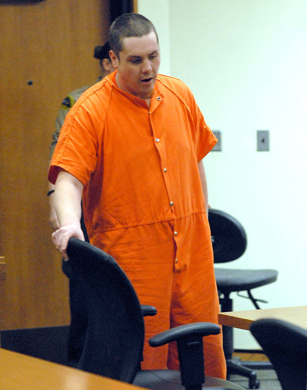 Jason Bradley Hutt, 29, enters Clallam County Superior Court for sentencing. Photo by Keith Thorpe/Olympic Peninsula News Group