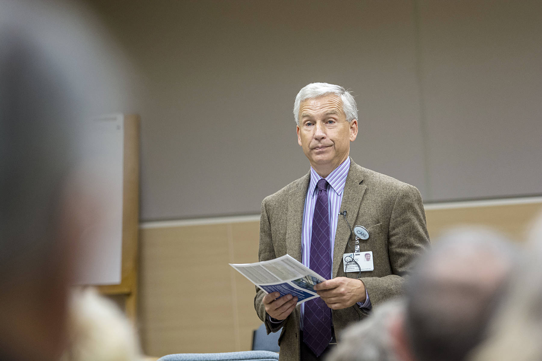 Above, Olympic Medical Center CEO Eric Lewis, pictured here in 2018, will remain in his role through at least June 1, postponing his retirement from the lead administrator role as the organization helps manage the novel coronavirus issue. File photo by Jesse Major/Olympic Peninsula News Group                                Top right, a local (Sequim) Girl Scout recently donated as-yet unsold cookies to Olympic Medical Center nurses. Submitted photo                                Right, an anonymous patient donated 25 pizzas from Westside Pizza and sodas to the staff at the Olympic Medical Physicians walk-in clinic in March. Photo courtesy of Sandy Tapia