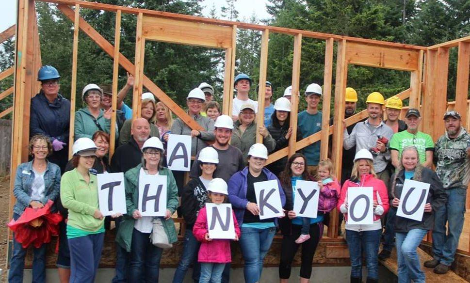 Habitat for Humanity of Clallam County celebrates construction of a home for an Olympic Peninsula resident in July 2019. WeDo Fudge will contribute 20 percent of sales in May 2020 to the nonprofit. Submitted photo