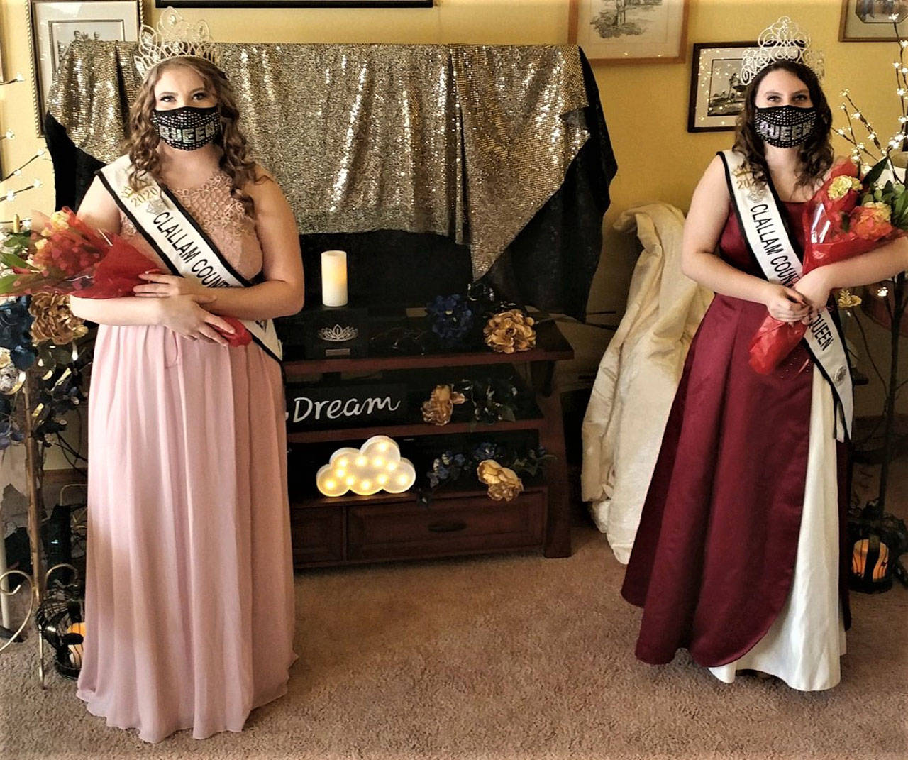 2020 Clallam County Fair queen Ann Menkal, left, and 2021 queen Rebekah Parker preside over the fair festivities this year. Submitted photo