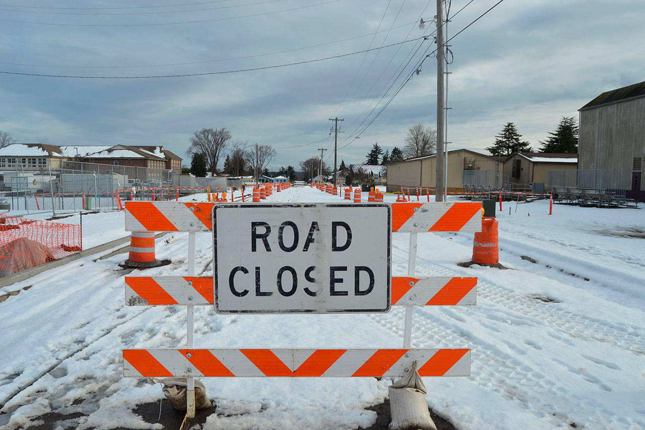 City of Sequim crews are preparing for a possible light snowfall this week. Crews prioritize main arterials when clearing city streets in snowstorms. Sequim Gazette file photo by Matthew Nash