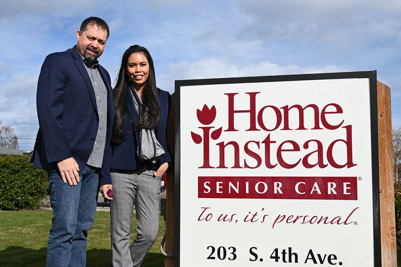 Isaac Schmidt and Kathleen Amazona Schmidt own and operate Home Instead in Sequim. Isaac is a 1993 Sequim High graduate. Sequim Gazette photo by Michael Dashiell