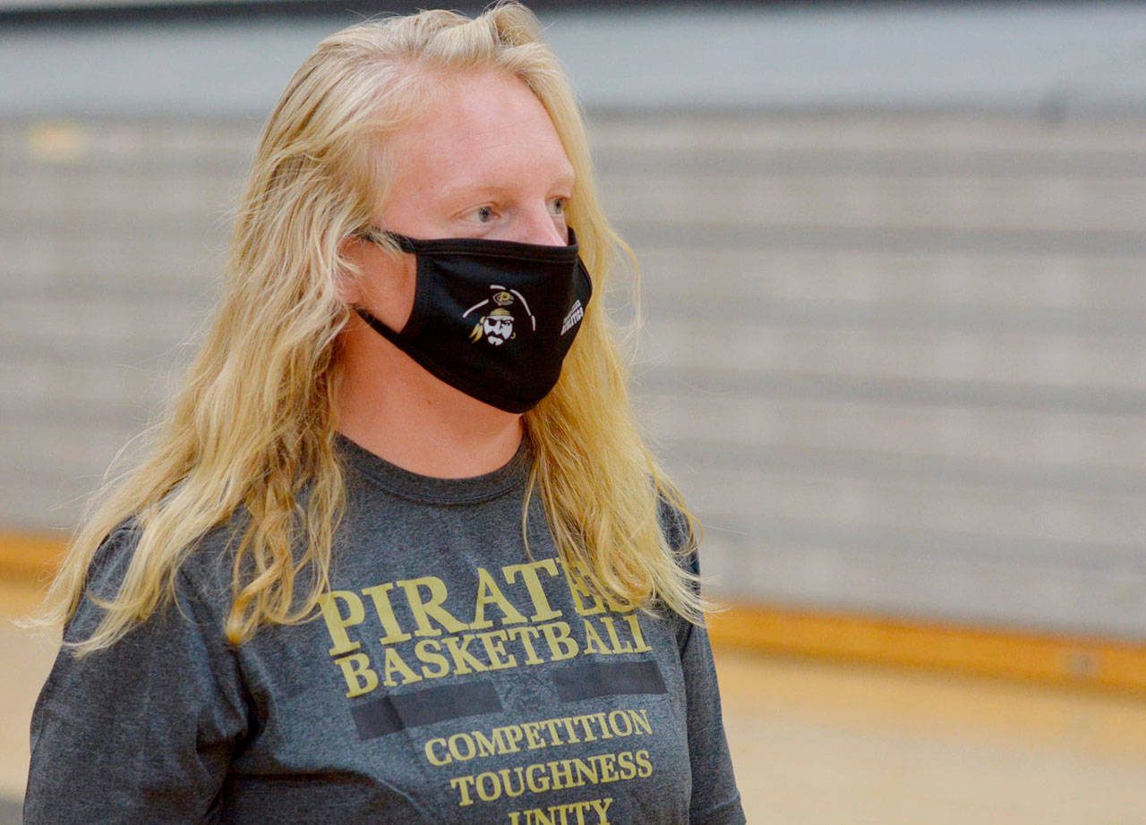 Ali Crumb, Peninsula College’s head women’s basketball coach, looks to lead a roster hard hit by injuries into the abridged 2020-2021 season. The Pirates open play March 31. Photo courtesy of Peninsula College