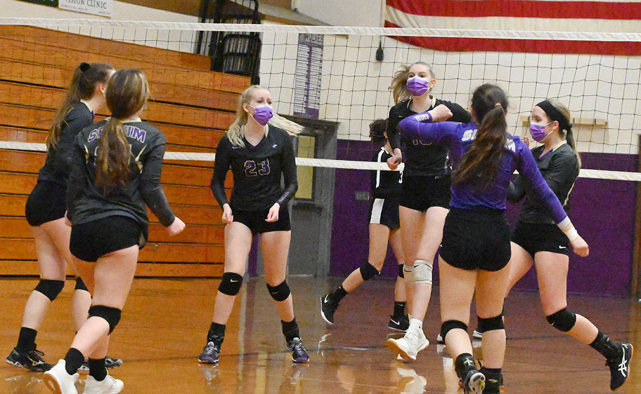 Six Sequim players — including sister McKenna (23) and Kendall () Hastings, were named to the all-Olympic League team following a 10-win season. Sequim Gazette photo by Michael Dashiell