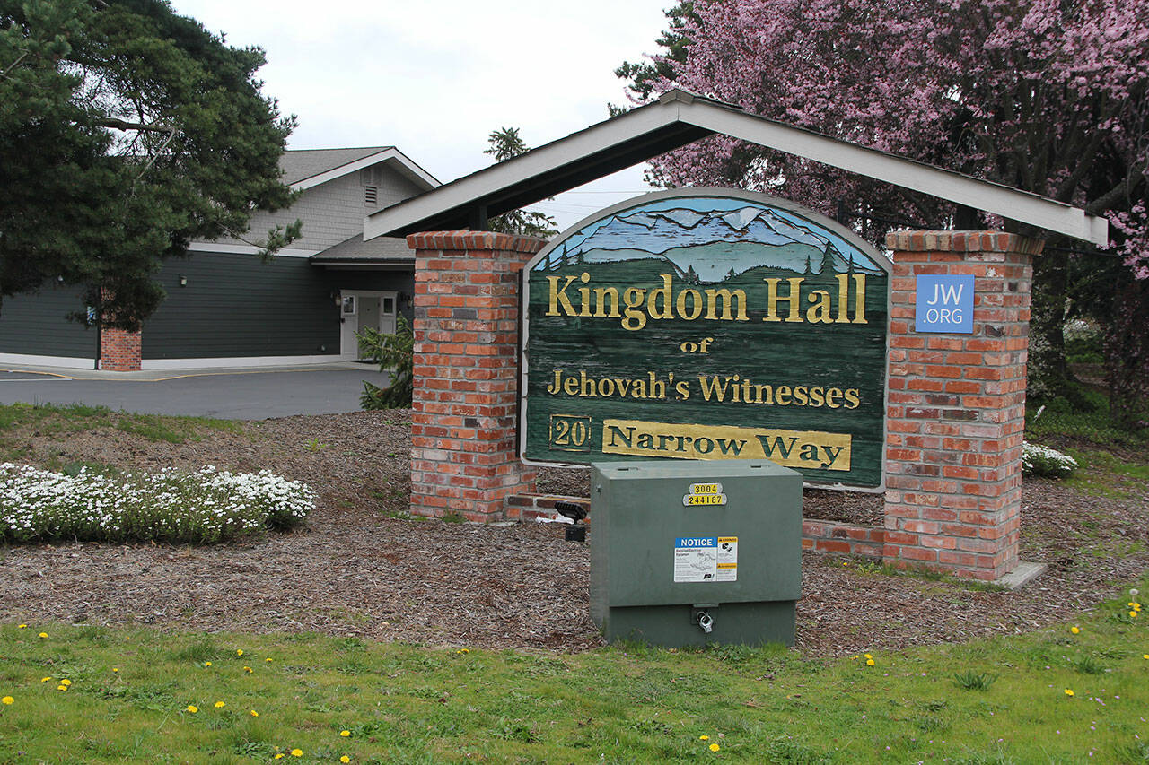 Photo by Karen Griffiths
After two years of meeting virtually Jehovah’s Witnesses reopened their Kingdom Halls, including this one in Sequim, to host in-person meetings on April 1.