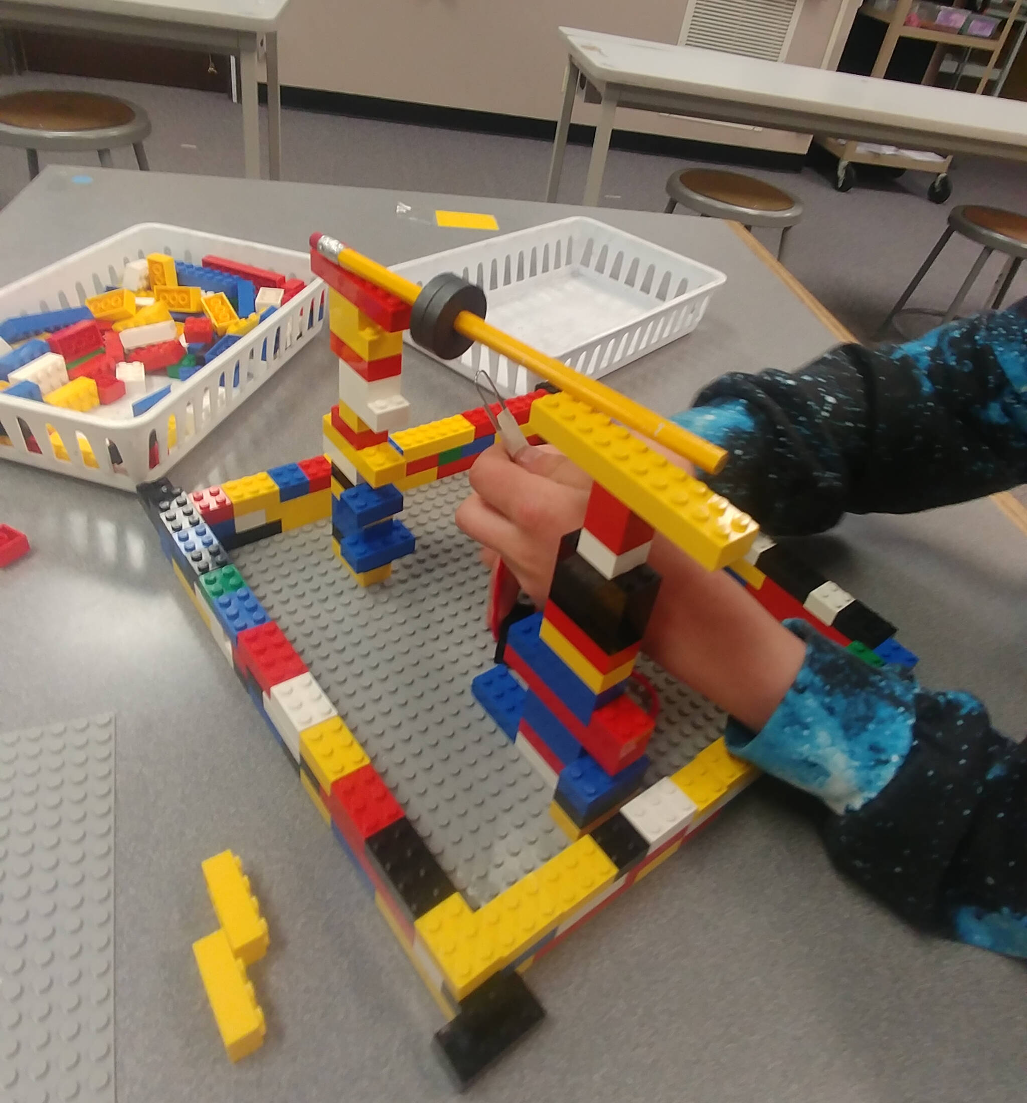 Submitted photo
Kindergartners and first-grade students at Helen Haller Elementary School levitate a paperclips using LEGO blocks and magnets.