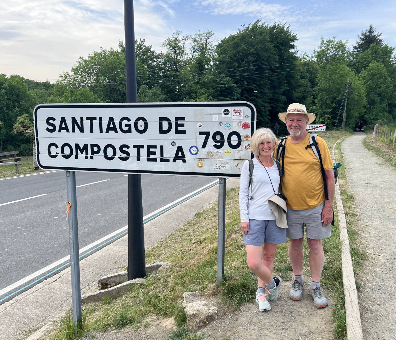 Photo courtesy of Danni Breen / Sequim resident Danni Breen and walking companion Mike Schefers are pictured on their second day of their Camino de Santiago adventure this summer, after staying in a monastery in Roncesvalles (Spain).