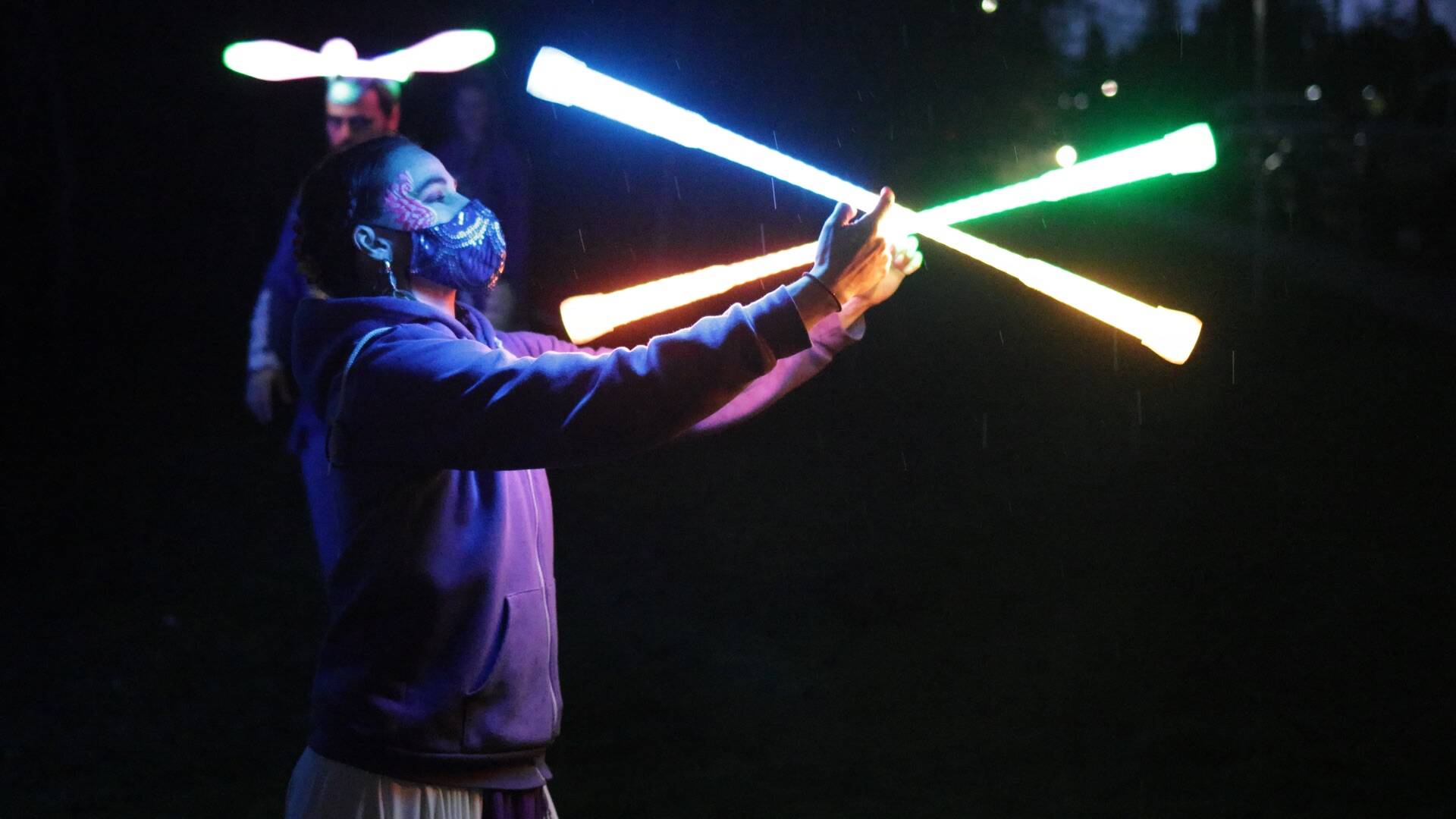 PHOTO BY Matt Sagen/Cascadia Films 
Port Angeles Fine Arts Center’s Wintertide Festival of Lights on Saturday, Dec. 10, includes a choreographed fire performance from The Fractal Phrase.