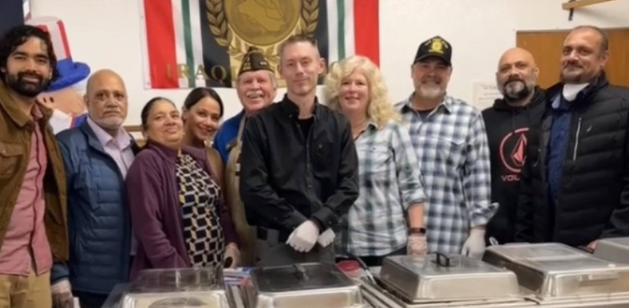 Submitted photo
The Khela family and community volunteers help deliver 300 Thanksgiving meals at the Sequim VFW Post. Pictured, from left, are Kurin Pandher, Singh Khela, Ramesh Khela, Sukhy Dhillon, Kevin O’Neill, Ken Bearly, Judy Nordstrom, Kris Nordstrom, Sonny Khela and Hap Khela.