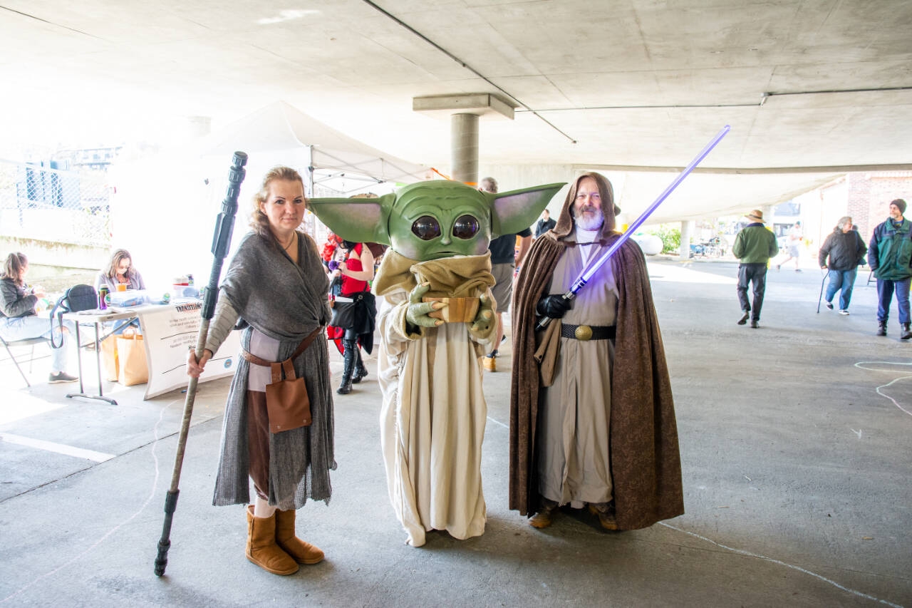 Photo by Rachel Storck/Silt Photography / Carolyn Keene (center) was the Squatchcon 2022 cosplay winner. The 2023 event is set for March 30-April 2; organizers are seeking artists, artisans, and small businesses to participate in the artist alley. See squatchconpa.com.