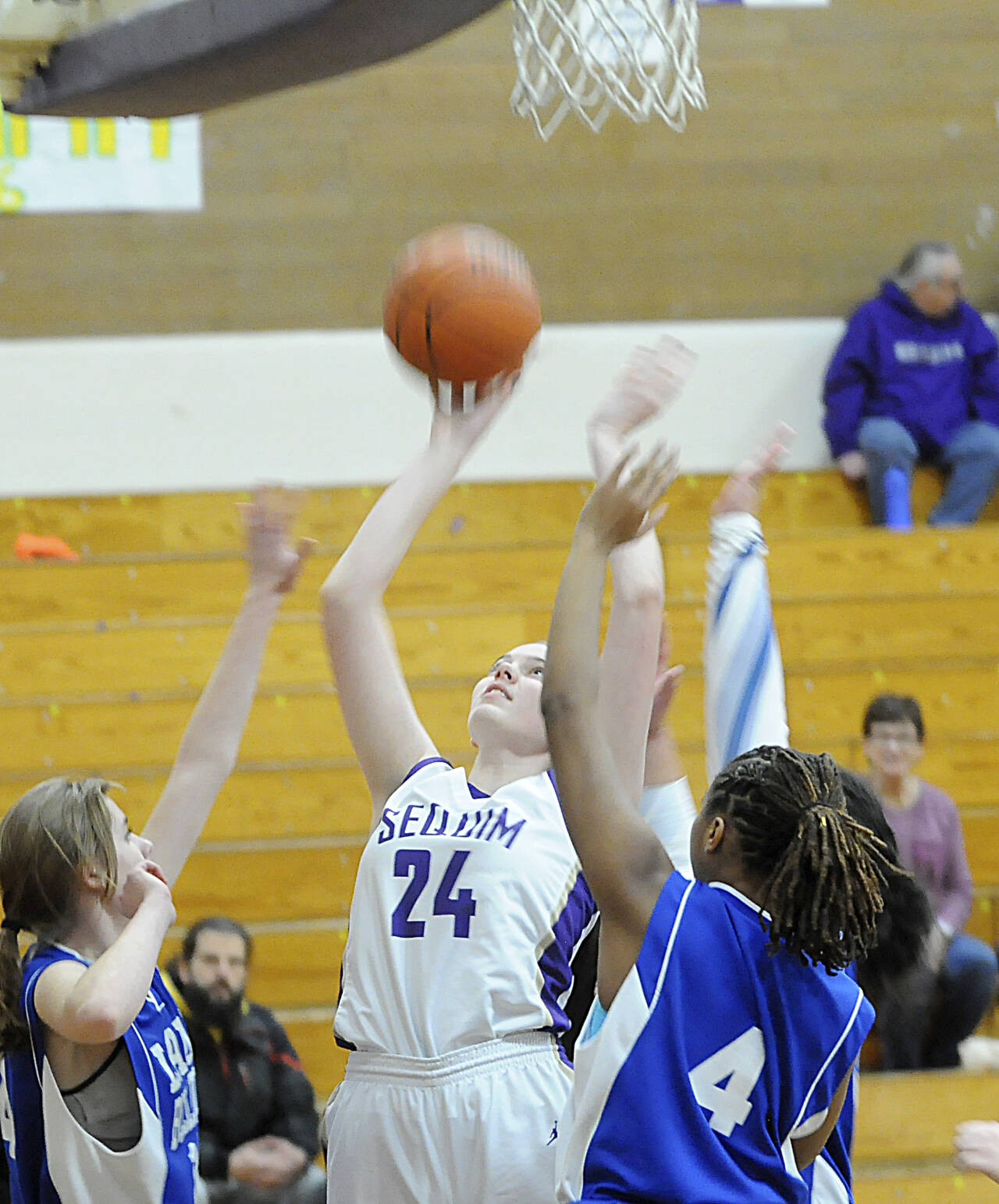 Sequim Gazette photo by Matthew Nash / Sequim's Dani Herman puts up a shot in a 53-27 home win over North Mason on Dec. 15. Herman had six points and seven rebounds in the victory.