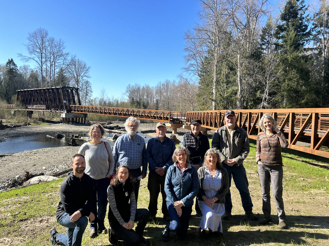 Photo courtesy of North Olympic Land Trust
Members of the Dungeness River Management Team enjoy a day at Railroad Bridge Park. The organization was named the North Olympic Land Trust’s 2023 “Out Standing in the Field” award recipient at the Land Trust’s annual conservation breakfast on April 21.