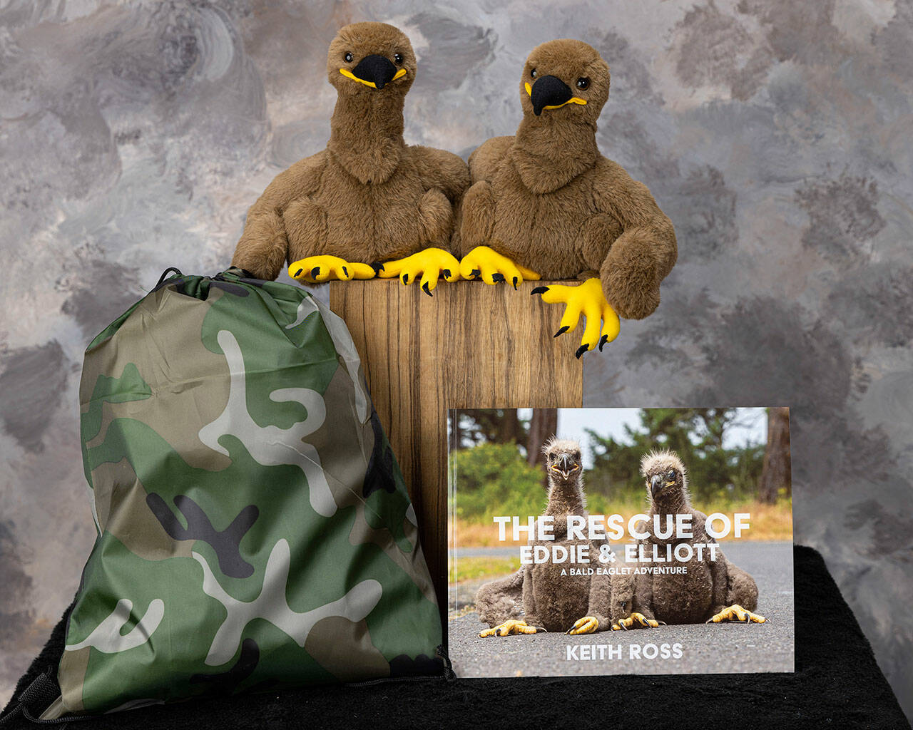 Photo courtesy of Keith Ross, Keith’s Frame of Mind/ 
This June, photographer Keith Ross releases his book/plush set “The Rescue of Eddie & Elliott – A Bald Eaglet Adventure.” He photographed the eaglets in Dungeness in 2019 and turned their adventure into a story book experience.