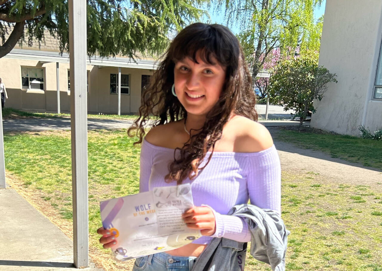 Photo courtesy of Sequim High School / Amara Gonzalez, a varsity Sequim High School tennis player, is co-Wolf of the Week for the first week of May.