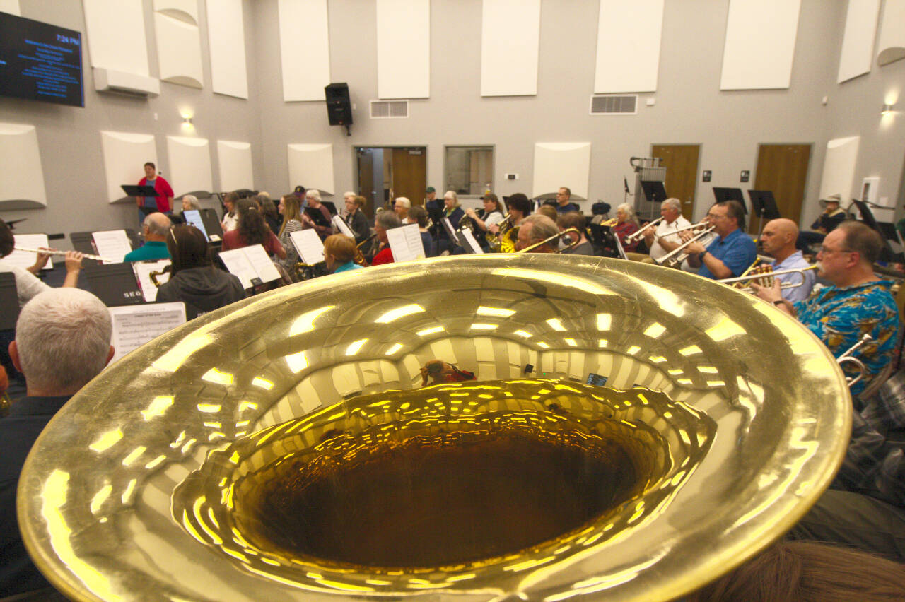 Photo by Mark Wick/Sequim City Band
Members of the Sequim City Band rehearse in the new hall at the James Center for the Performing Arts in preparation for their May 7 concert. The band invites the community to celebrate the new rehearsal space and enjoy a free concert on Sunday, June 11.