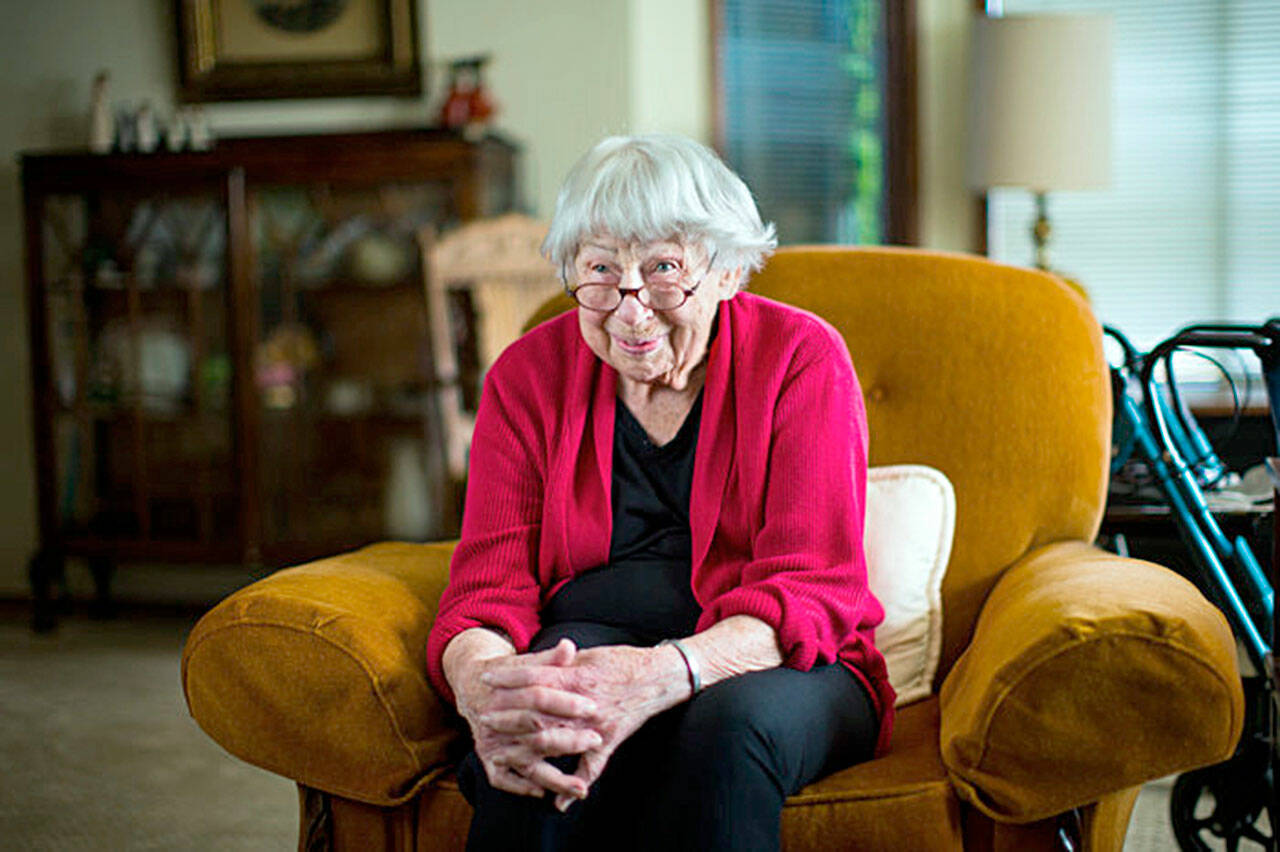 Photo by Dan DeLong for Kaiser Health News / Rose Crumb, who led Volunteer Hospice of Clallam County in Port Angeles for three decades, now has a nursing scholarship named for her legacy at St. Martin’s University.