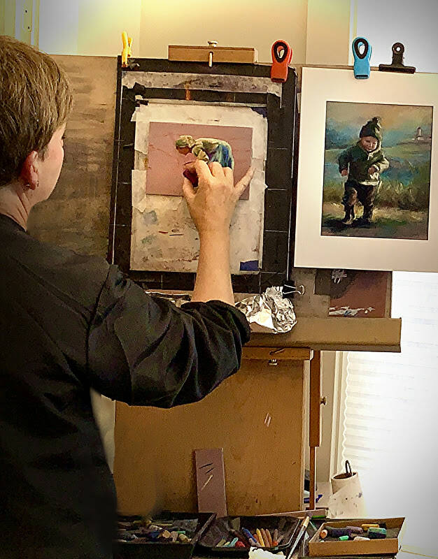 Photo courtesy of Anne Milligan
Sequim artist Anne Milligan works on a piece in her studio at 520 N. Sequim Ave.