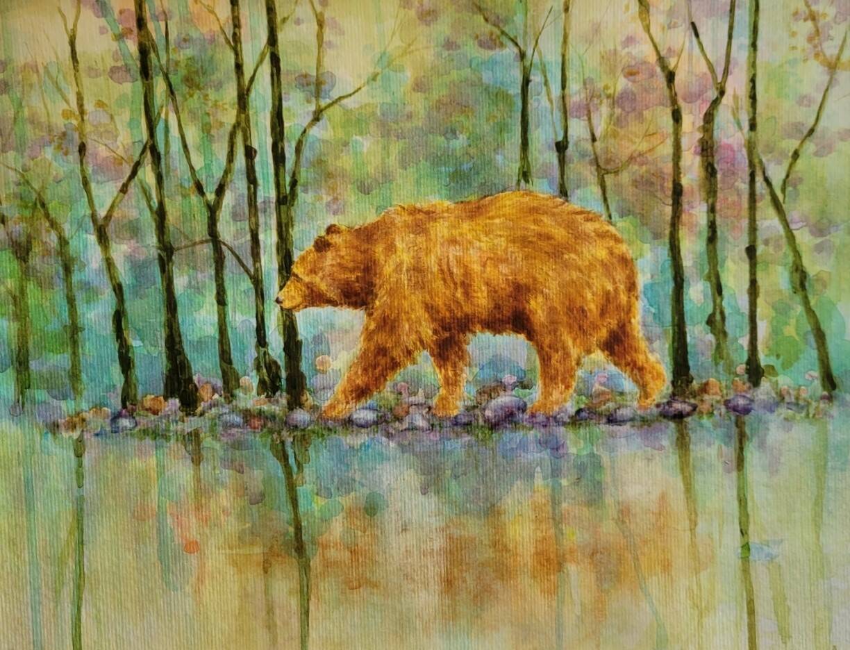 “Golden Bear” by Jerri Moore, a featured artist in the Peninsula ART Friends’ second art faire, is set for display on Sept. 2.