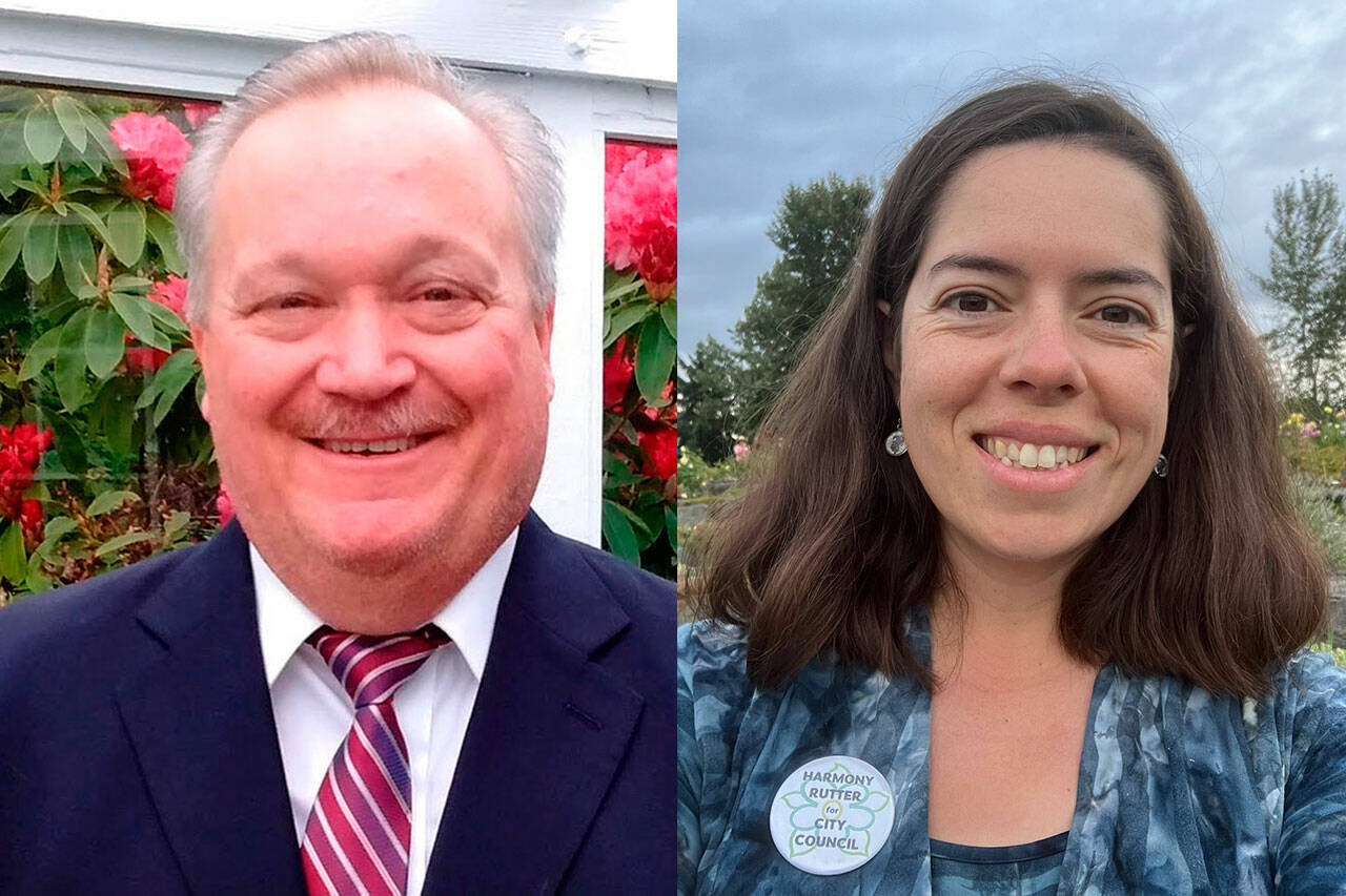 Photos courtesy candidates/ Patrick Day and Harmony Rutter seek Sequim City Council position 6 in the General Election.