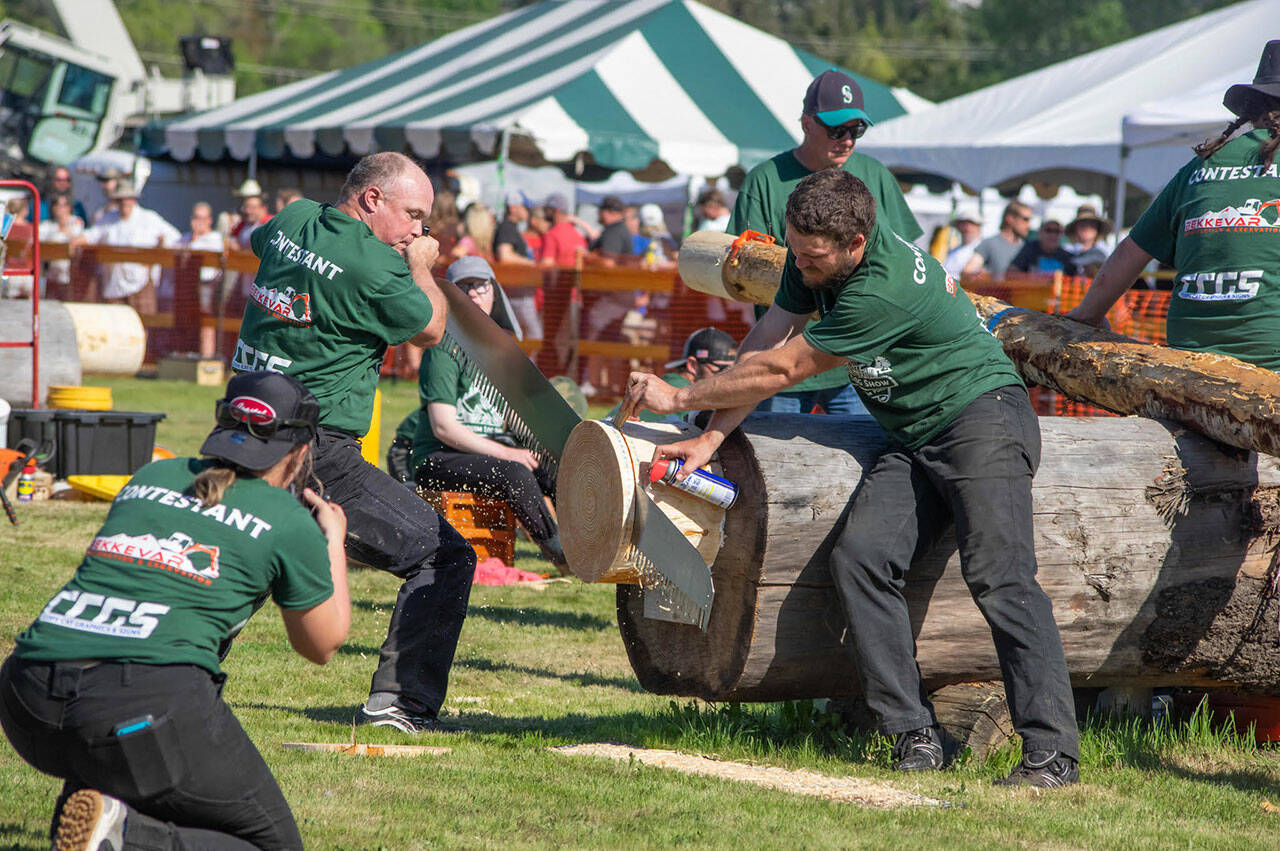 Sequim Gazette file photo by Emily Matthiessen/ The Sequim Logging Show, seen here in May 2023, will operate next year as its own nonprofit organization to seek better insurance coverage separate from the Sequim Irrigation Festival. Organizers of both the festival and show say it was a pragmatic decision and is similar to what the festival did in late 2017 after leaving the umbrella of the Sequim-Dungeness Valley Chamber of Commerce.