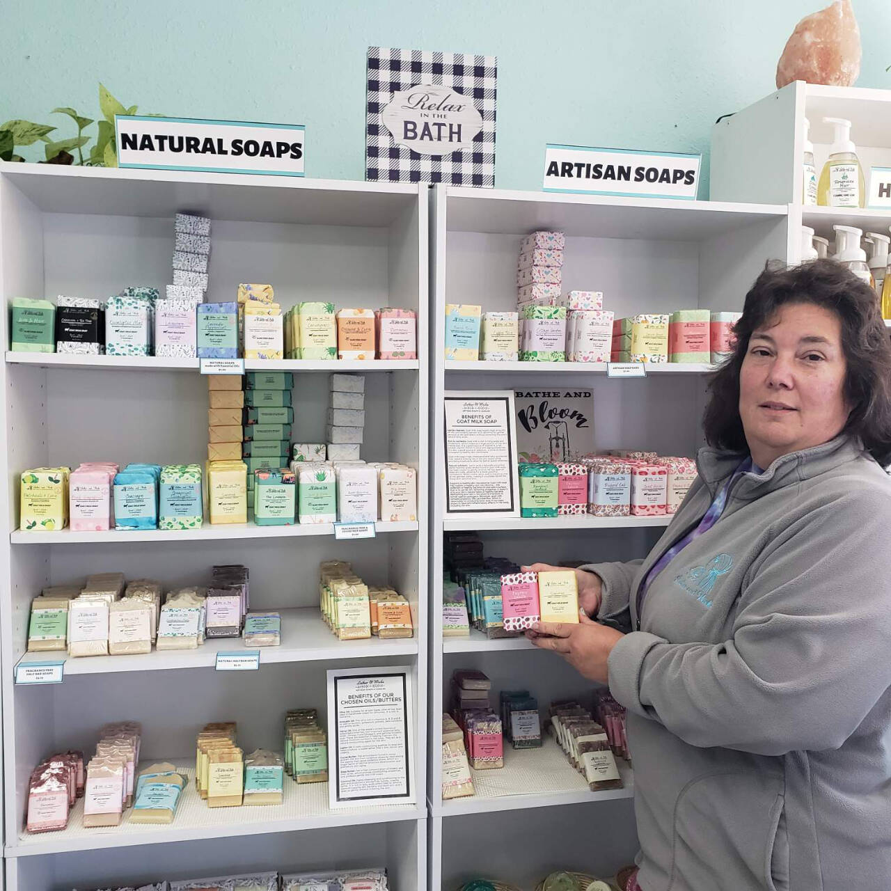 Photo courtesy of Katrina Robb
Katrina Robb displays items inside her storefront that she opened the December just before the 2020 Covid-19 outbreak.