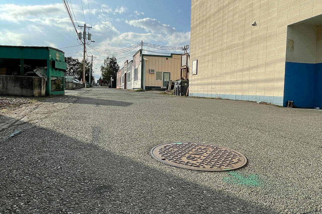 Sequim Gazette photo by Matthew Nash
Construction on Etta Street, an alley behind businesses south of Washington Street, will take place weekdays during the day for up to eight weeks between Sequim Avenue and Sunnyside Avenue.