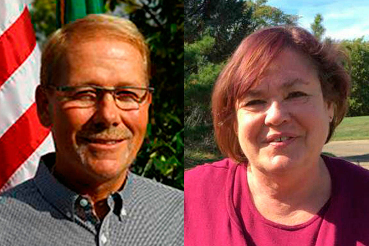 Courtesy photos/ William Armacost, incumbent, and Kathy Downer seek Sequim city council seat No. 1.