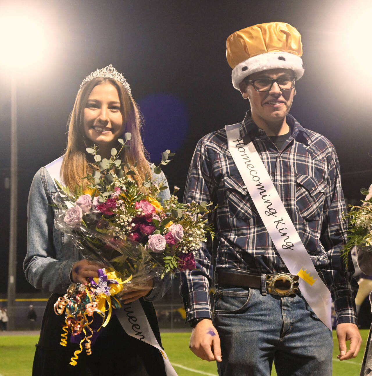 Sequim Gazette photo by Michael Dashiell / Sequim High School’s Homecoming Queen and King, Taryn Johnson and Sage Younger, are crowned at halftime of the SHS Wolves’ football game against North Mason on Oct. 13.