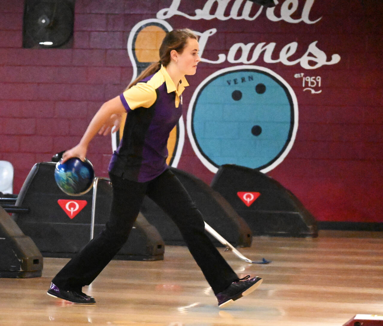 Sequim Gazette photo by Michael Dashiell
Sequim’s Nikoline Updike, pictured here bowling against Klahowya on Nov. 16, bowled a 188-pin first game against Bremerton on Nov. 21.