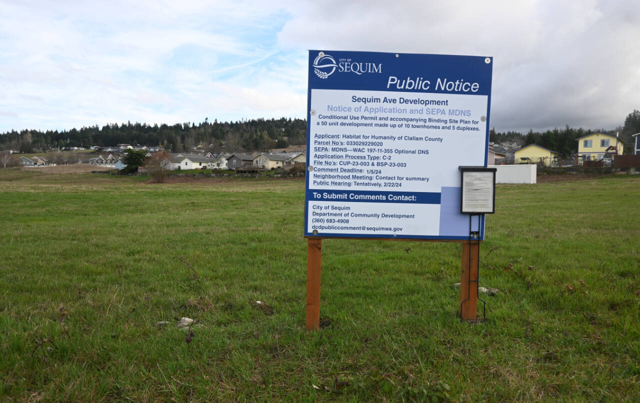 Sequim Gazette photo by Michael Dashiell / Habitat For Humanity of Clallam County recently received a $2 million Washington State Department of Commerce grant that will be used to help build infrastructure for a development project on the corner of South Sequim Avenue and Brownfield Road.