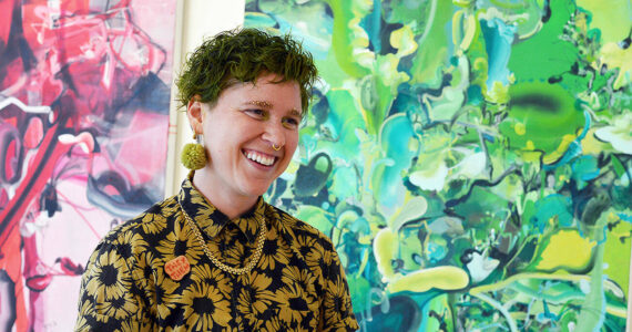 Jaiden Dokken, at Jeanette Best Gallery in Port Townsend, is Northwind Art's new exhibits coordinator. (Northwind Art)