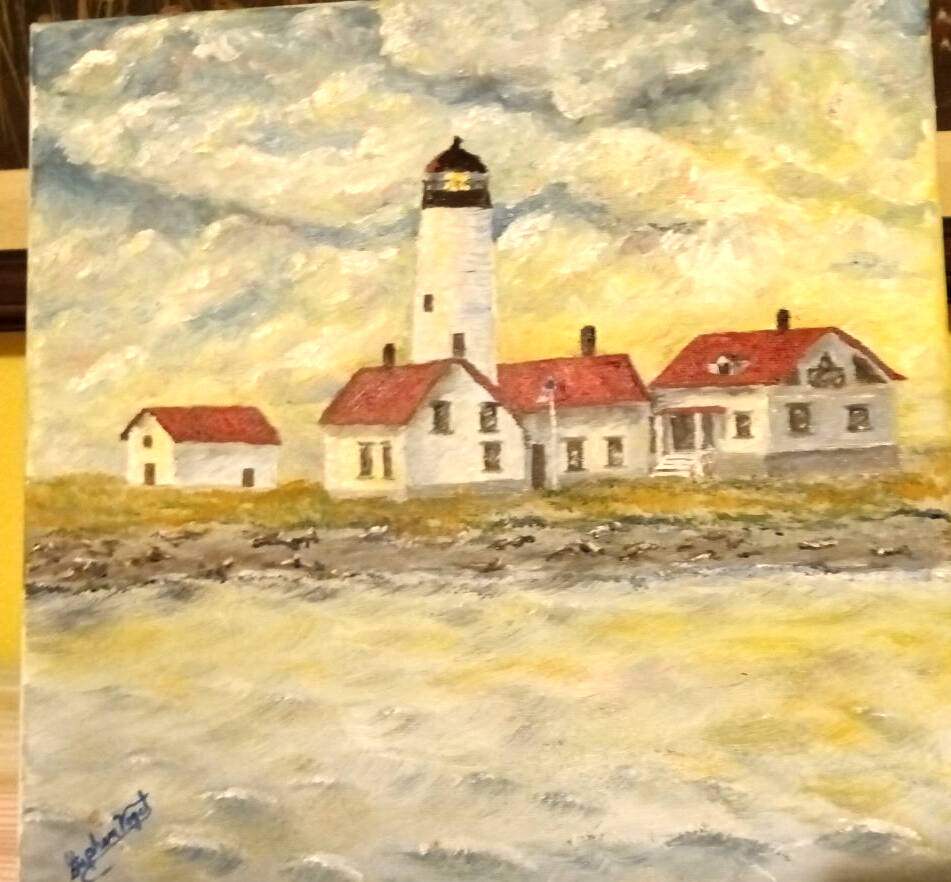 Image courtesy Steve Vogel/ “Dungeness Lighthouse” is an oil painting by Steve Vogel on display inside Sequim Museum and Arts for the month of June.